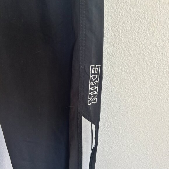Nike Track Pants L Black Windbreaker Zip Ankle Pull On Elastic Waist Logo - Picture 3 of 10